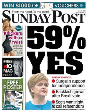 独立支持の増加を報じる6月26日付のSunday Post