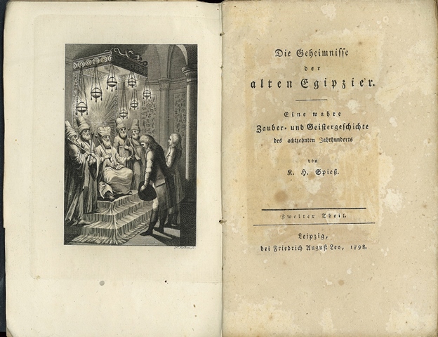クリスティアーン・ハインリヒ・シュピース『老エジプト人の秘密』第二部（ライプツィヒ、1798年） 口絵版画と扉