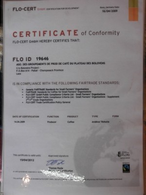 写真2：FLO IDの記載された認定証（筆者撮影）