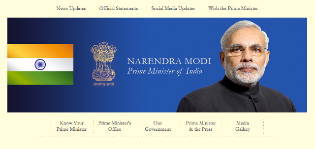 新たにインド首相に就任したナレンドラ・モディ氏（インド首相公式ウェブサイトより）