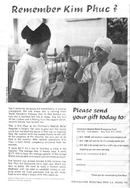 1973年6月2日号のタイム誌に掲載された慈善団体の寄付広告